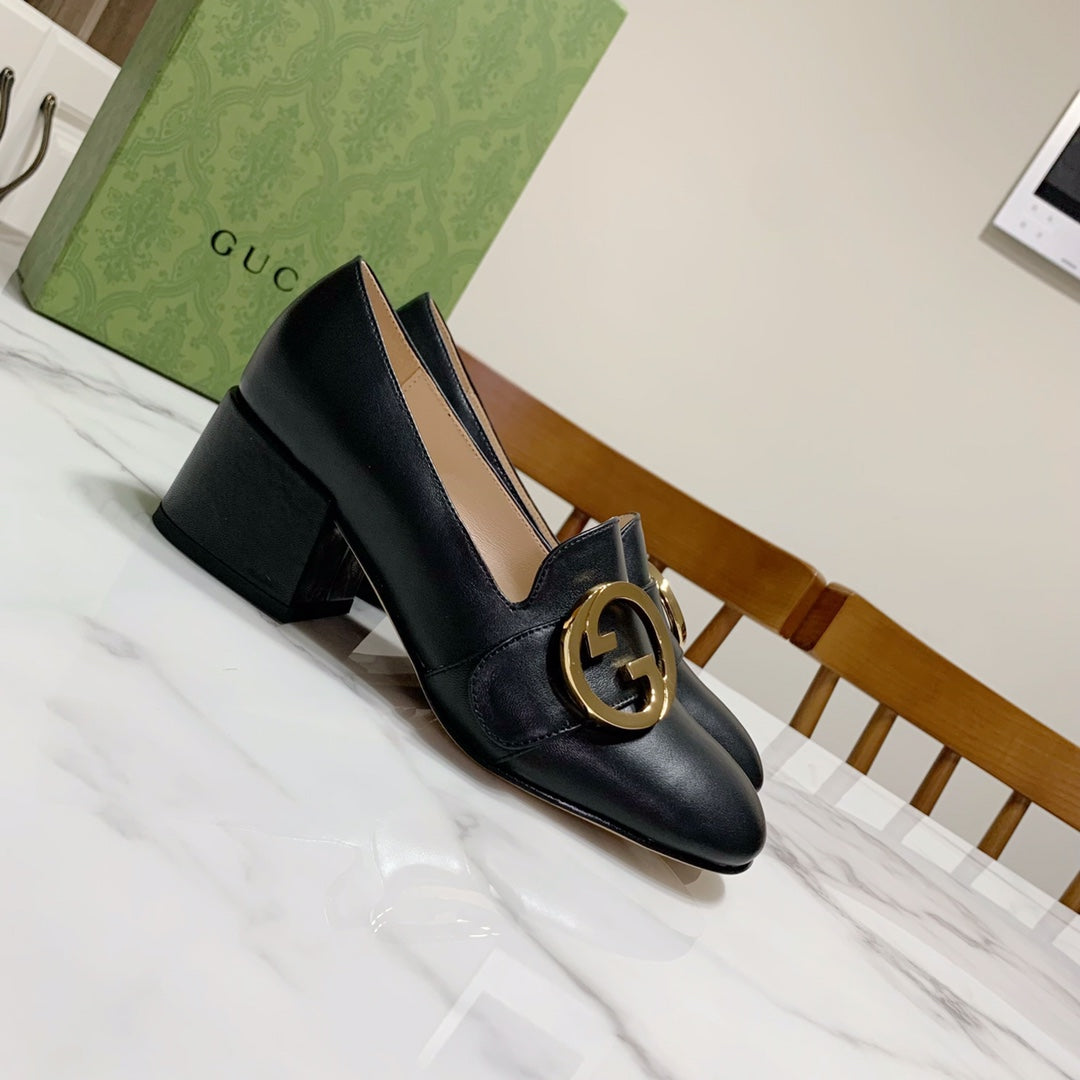 GUCCI 26S BLONDIE HIGH HEELS 55 MM IN BLACK CALFSKIN