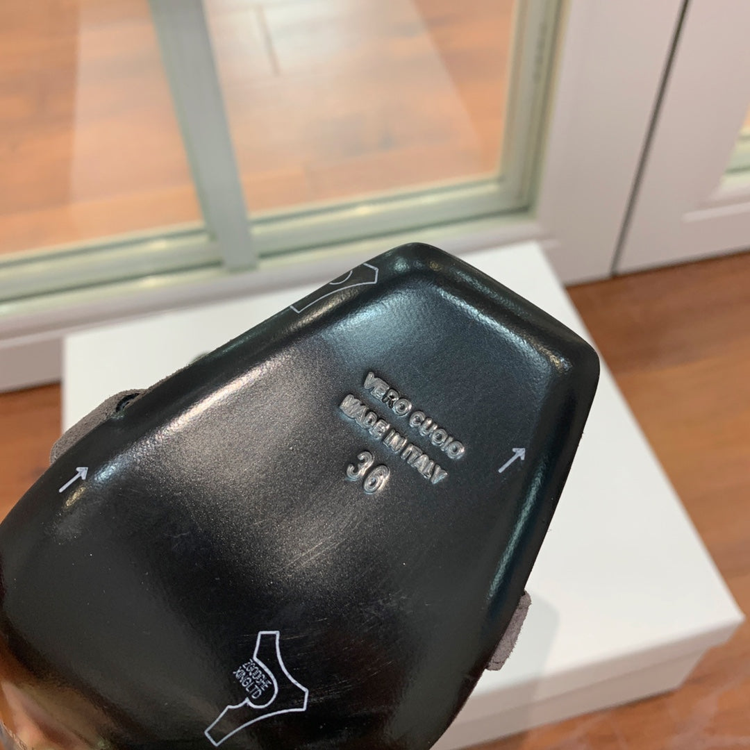 BALMAIN 25S HIGH HEELS 95MM IN CHARCOAL BROWN SUEDE WITH PEARL