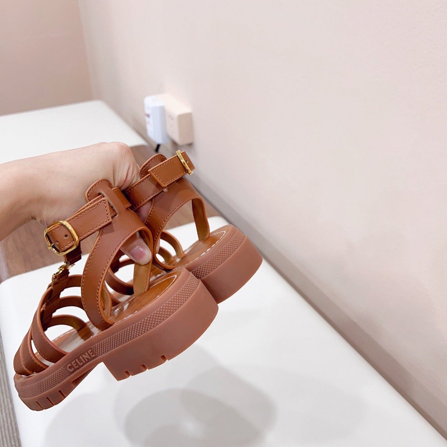 LYMPIA GLADIATOR SANDAL IN CALFSKIN TAN