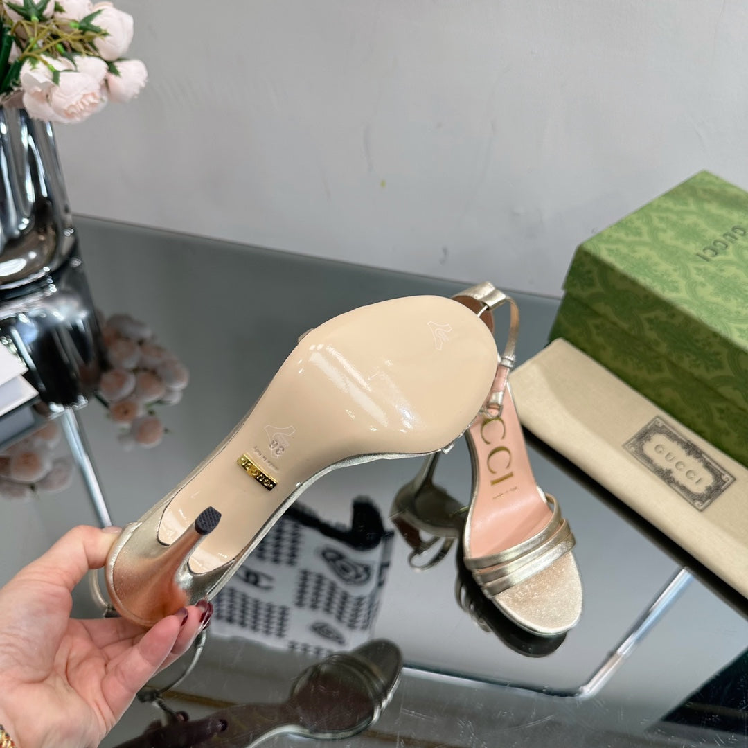 GG 105 HIGH HEEL SANDAL METALLIC GOLD LAMBSKIN