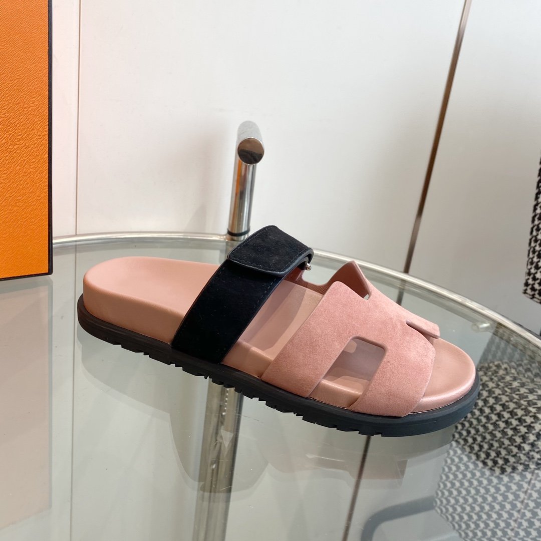 Chypre Sandal Suede Pink Chapas / Black