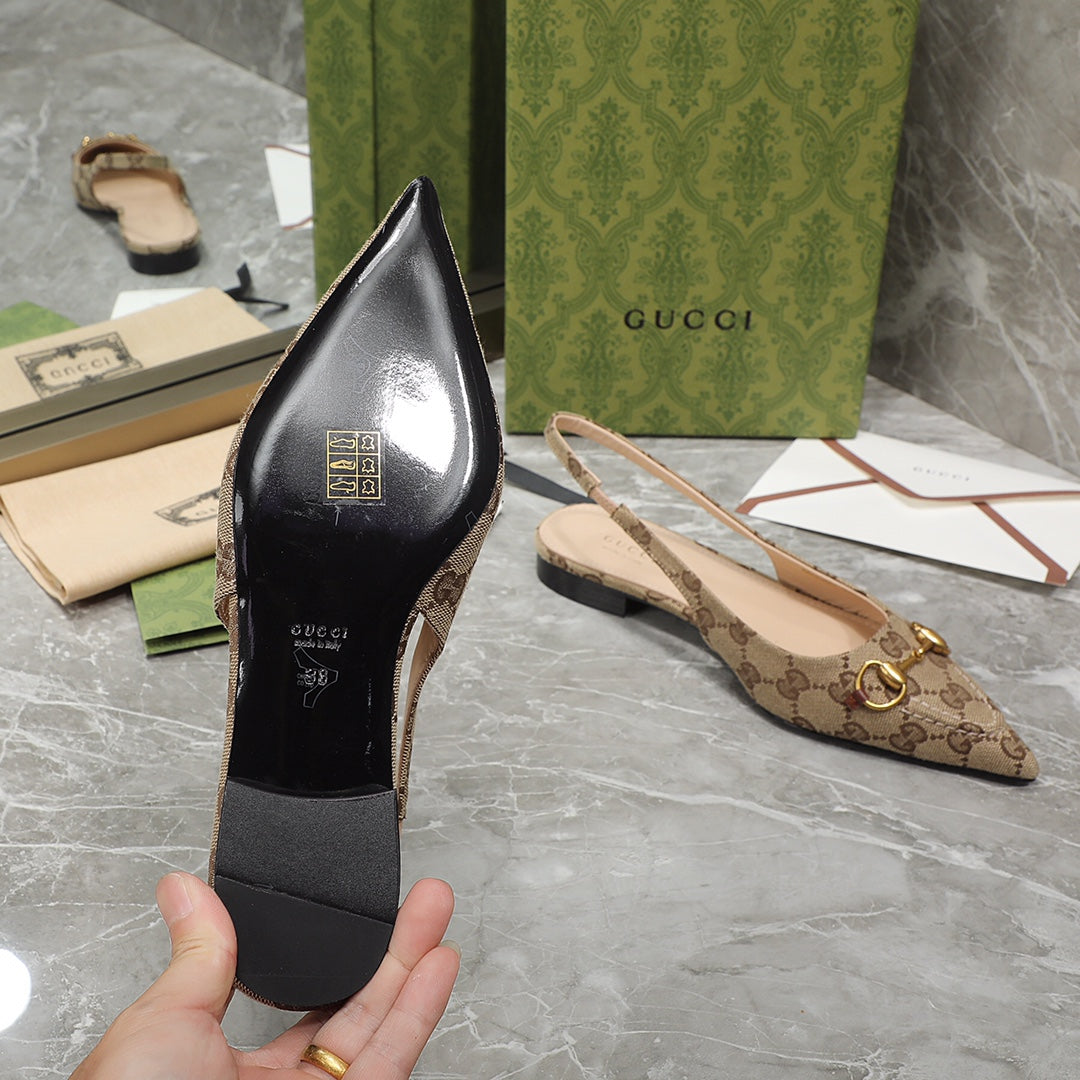 GG Flat Sandals Brown Caro