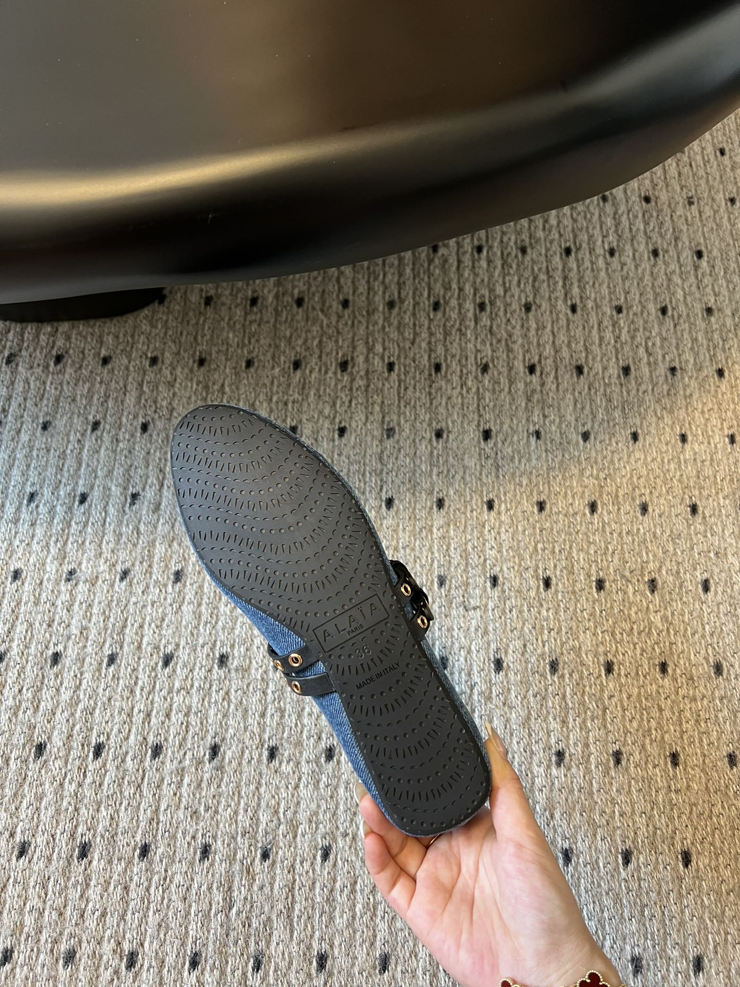 ALAIA MARY JANE SHOES IN CERULEAN BLUE ZP CUSTOM STRAW AND DENIM