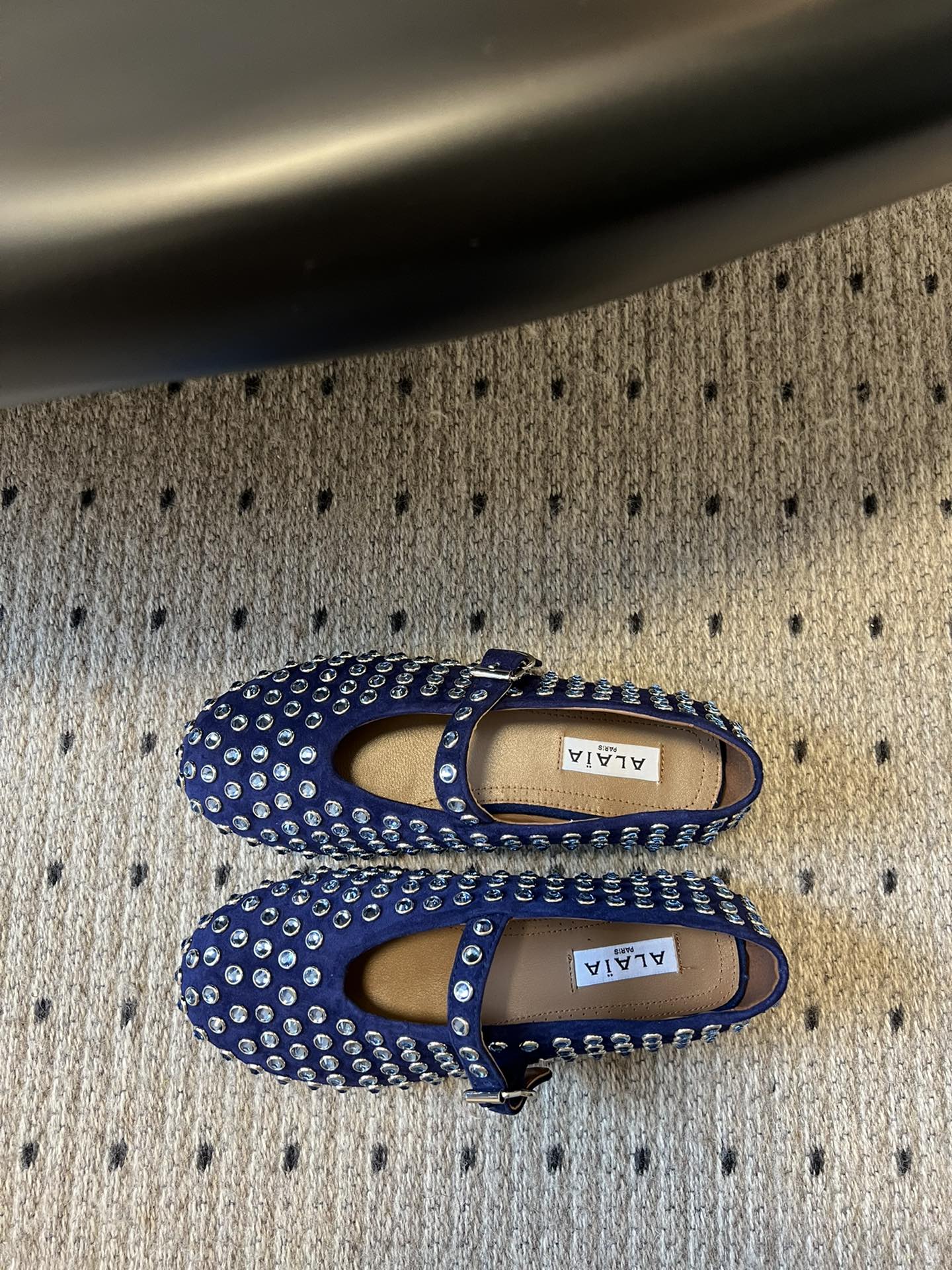 STRASS BALLET FLATS IN COBALT BLUE LAMBSKIN