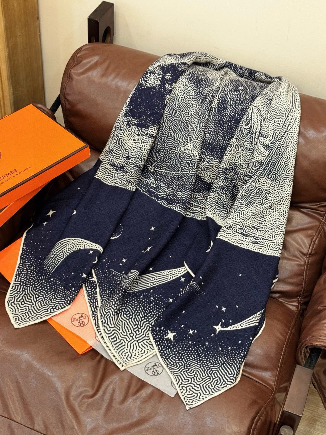 HERMES 25S SCARF 140 IN SILK CASHMERE 987418