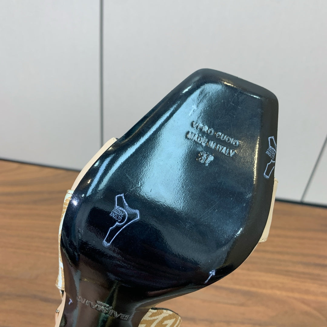 BALMAIN 25S JACQUARD KNIT SLINGBACK PUMPS 95MM IN BEIGE GRAY AND PINK CALFSKIN