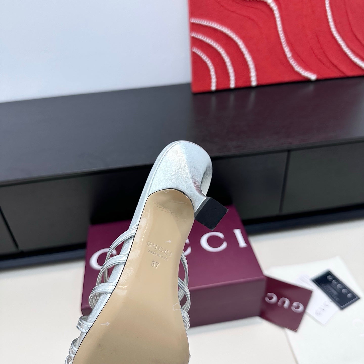 GUCCI 26S HEELED SANDALS 85 MM IN SILVER CALFSKIN WITH CRYSTAL