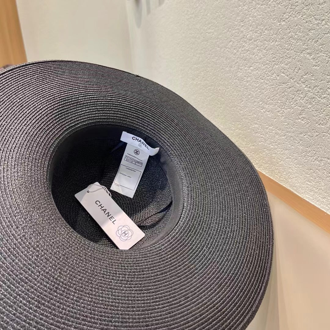 WIDE BRIM STRAW HAT BLACK 672709