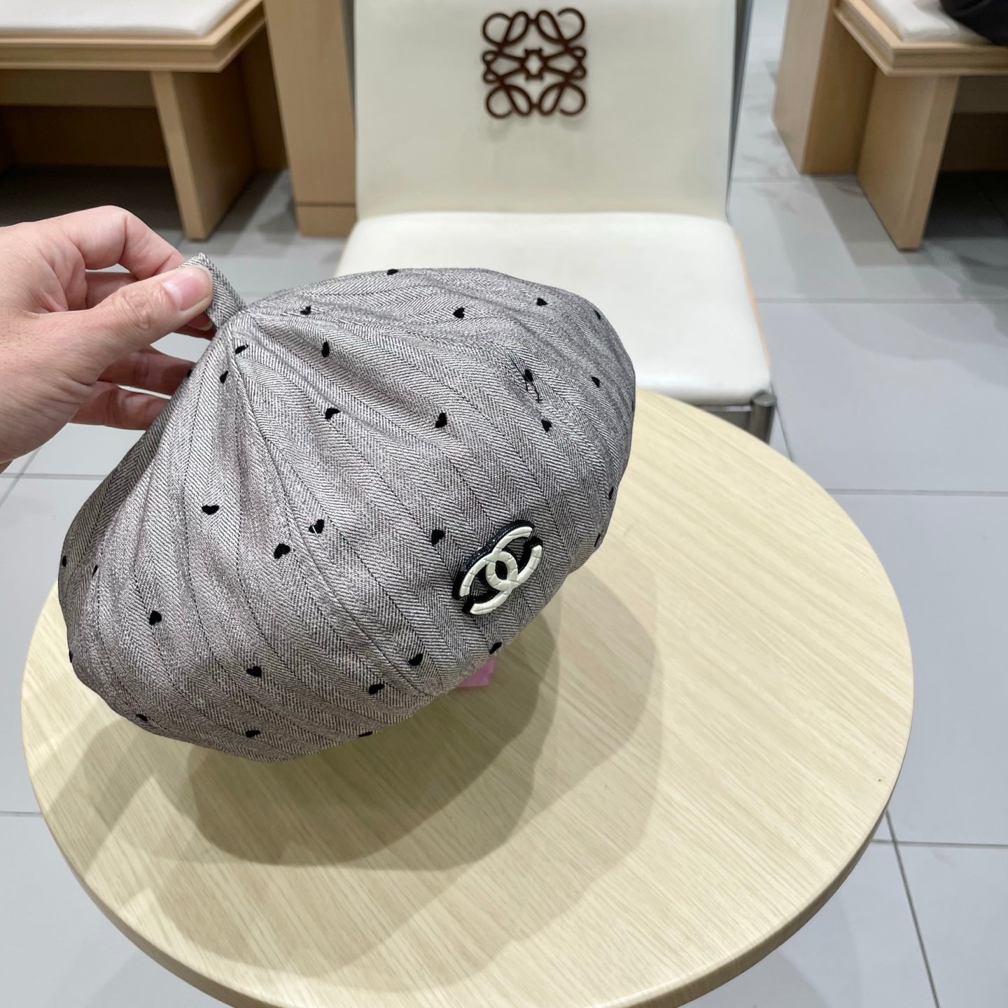 BERET HAT POLKA DOT MOUSE GRAY 672671