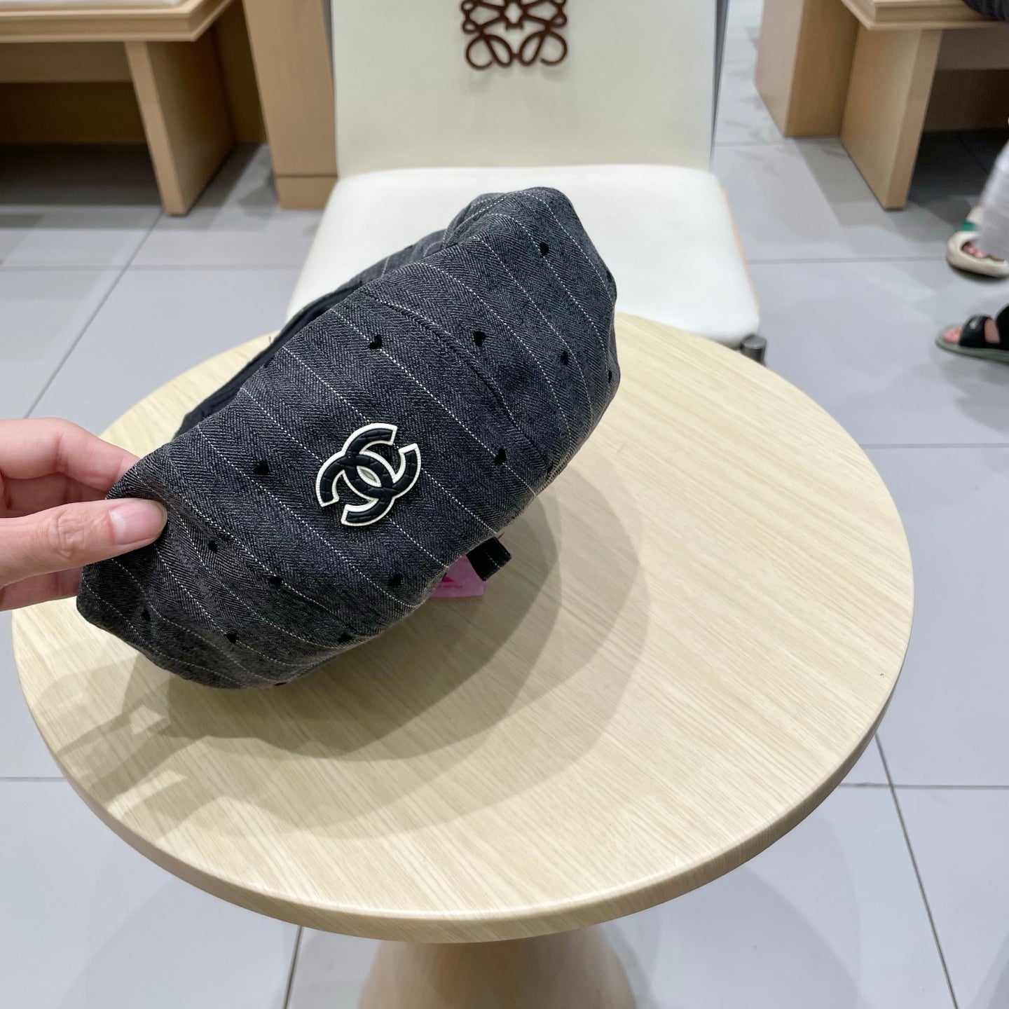 BERET HAT POLKA DOT DARK GRAY 672672