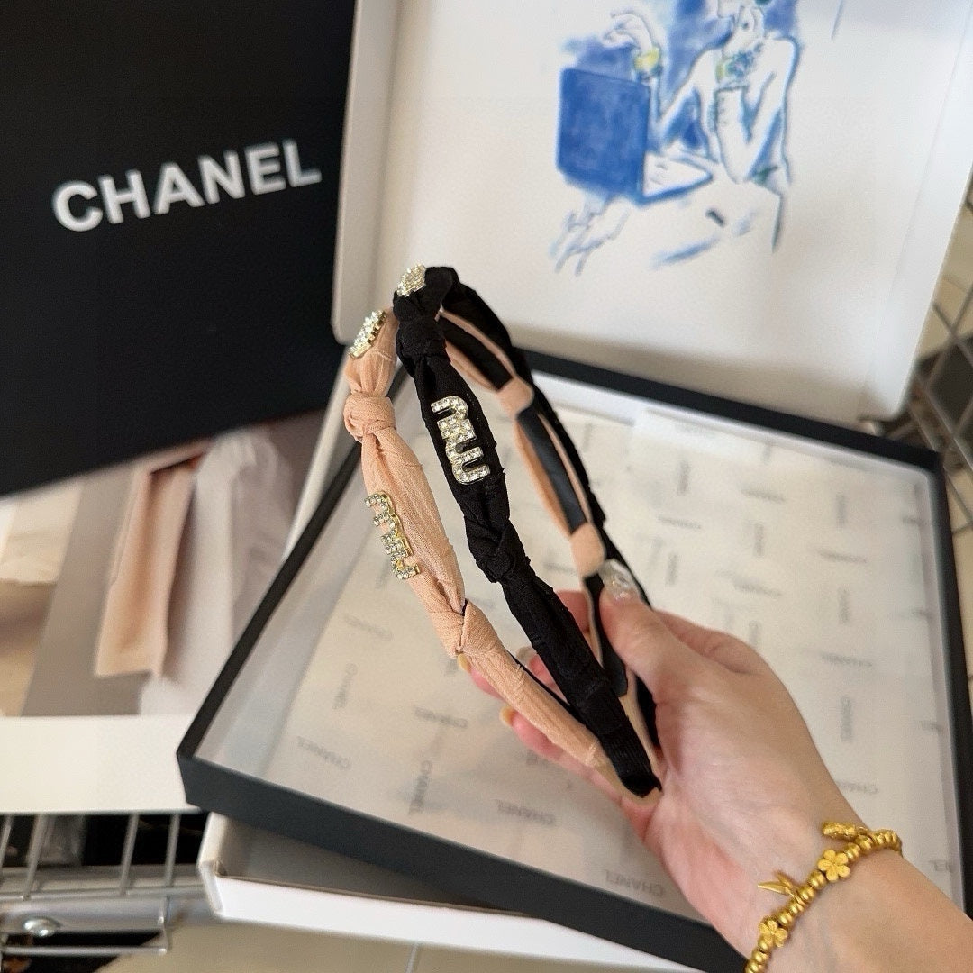 HEADBAND CRYSTALS LOGO IN BLACK VOILE 414443