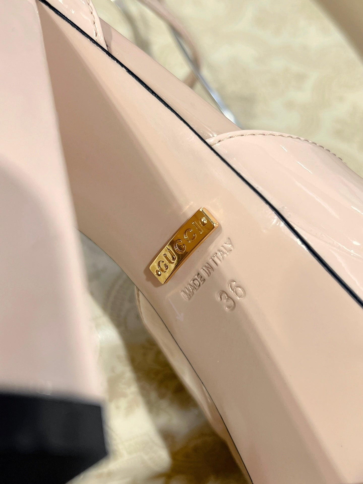 GG CRYSTALS PLATFORM PUMPS CREAM CALFSKIN