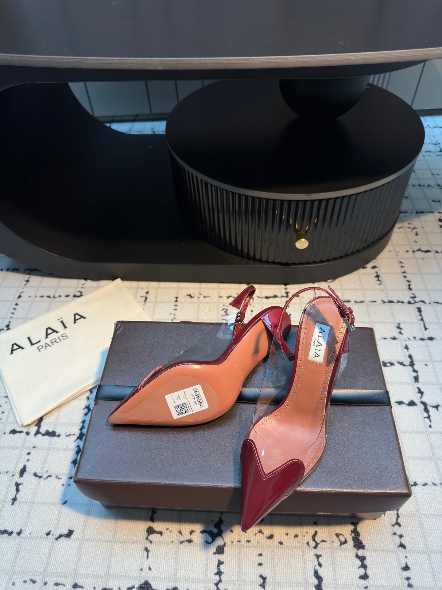 ALAIA HIGH SLINGBACK 25S 90 MM IN DARK RED CALFSKIN