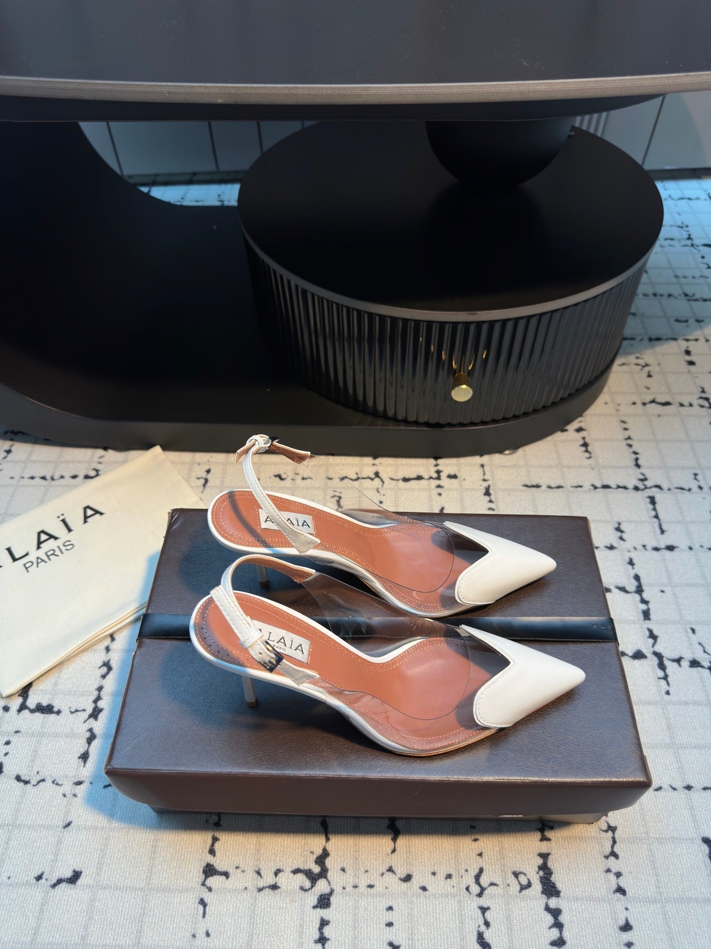 ALAIA HIGH SLINGBACK 25S 90 MM IN WHITE CALFSKIN