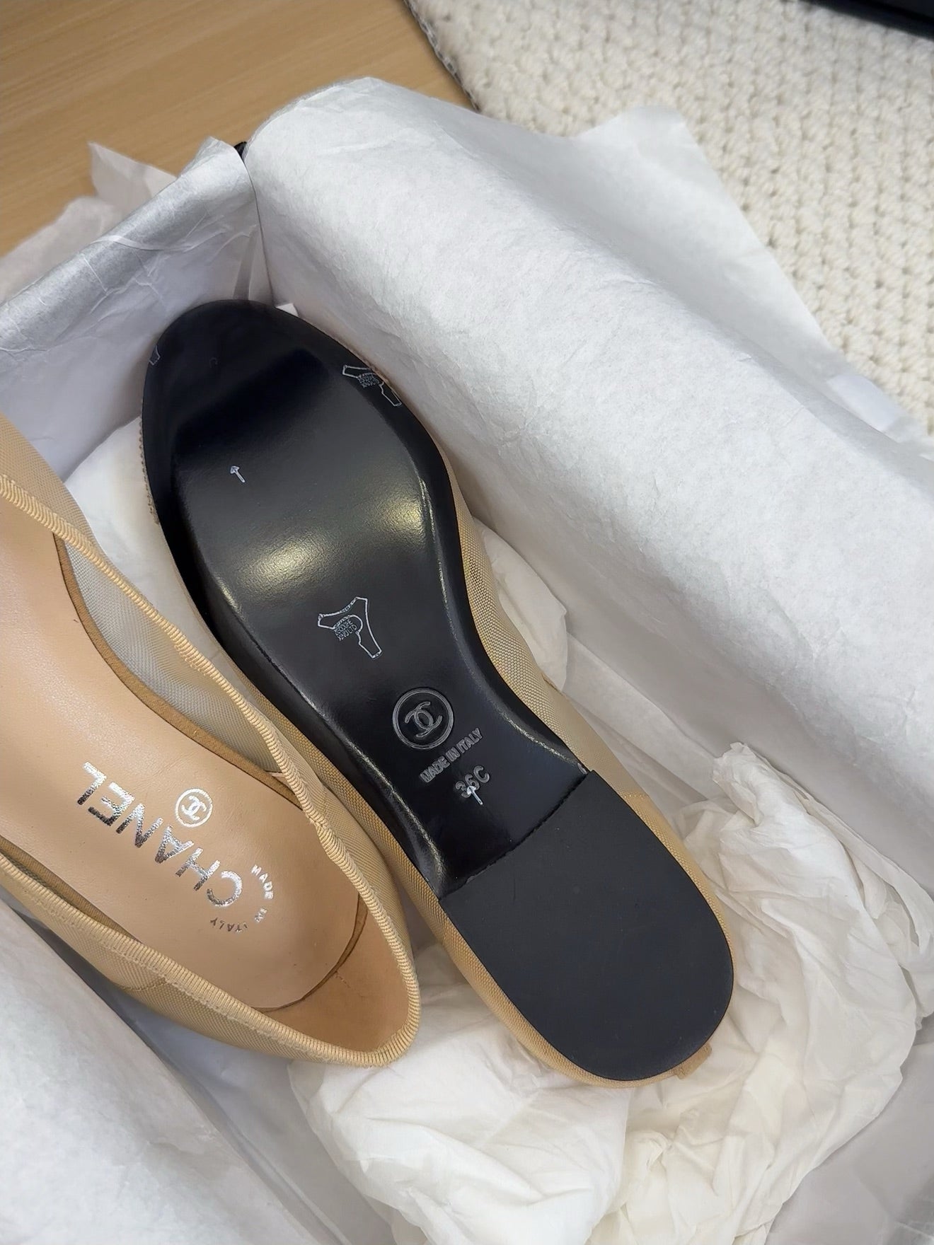 BALLET FLAT IN CAMEL BEIGE FABRIC AND MESH WITH CRYSTALS