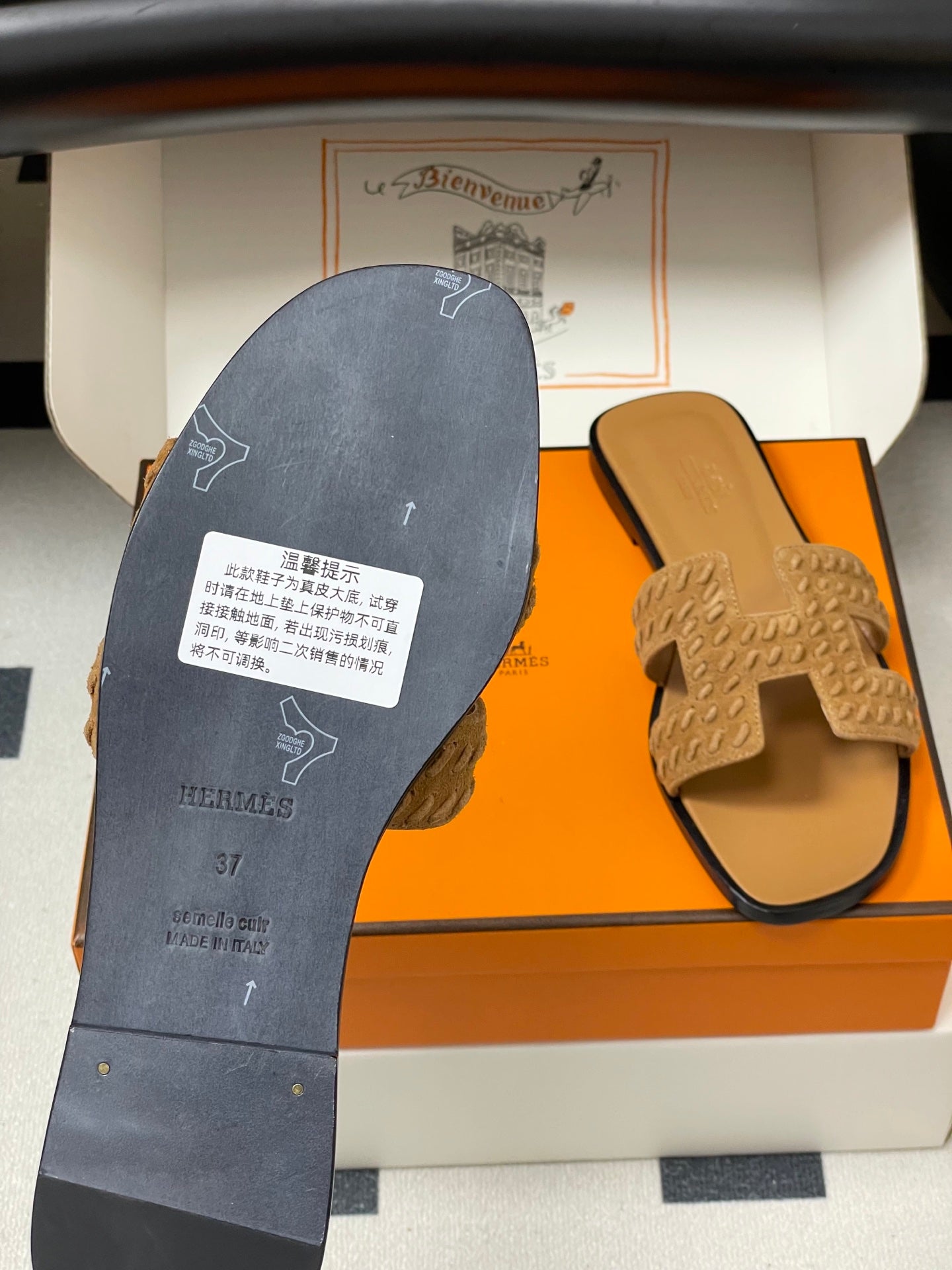 HM 25S ORAN SANDAL IN LIGHT BROWN SUEDE AND LAMBSKIN