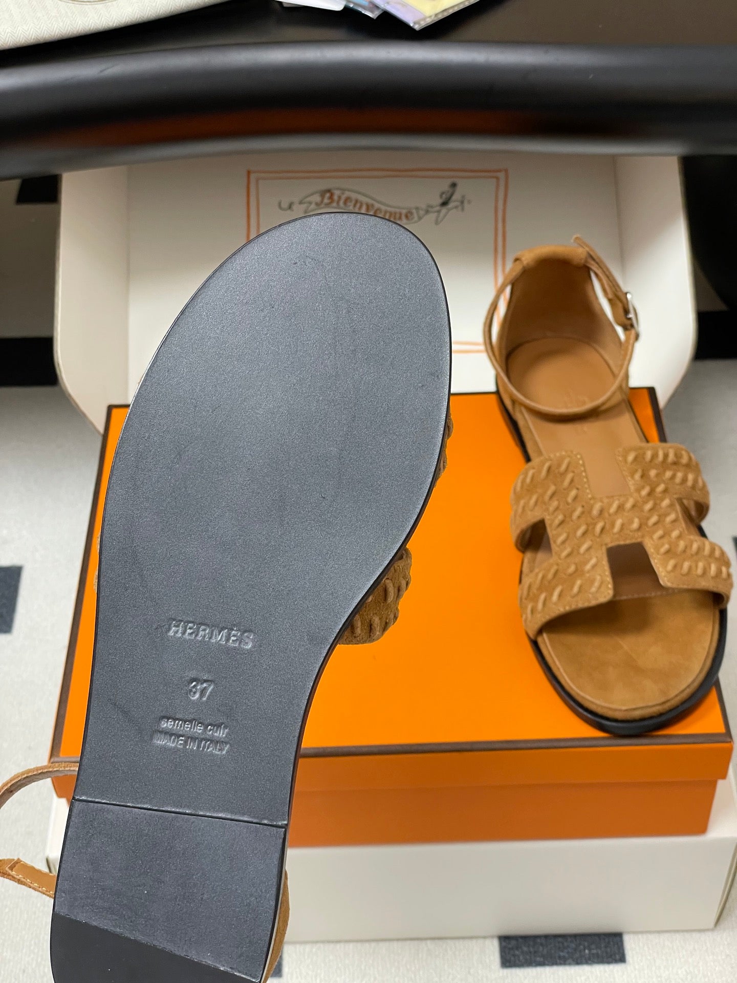 HM 25S SANTORINI SANDAL IN BROWN SUEDE AND LAMBSKIN