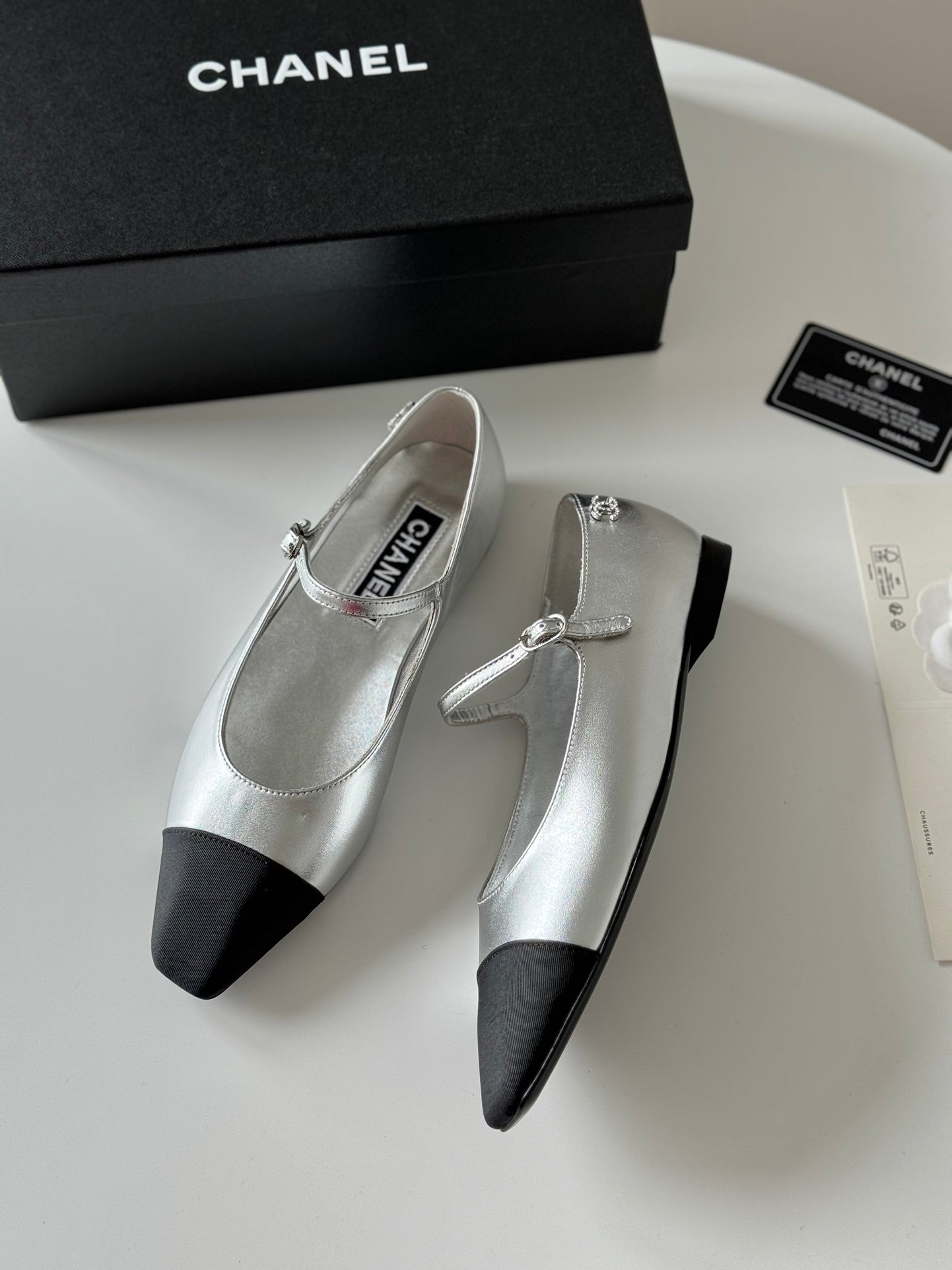 MARY JANE SILVER MIX BLACK CALFSKIN