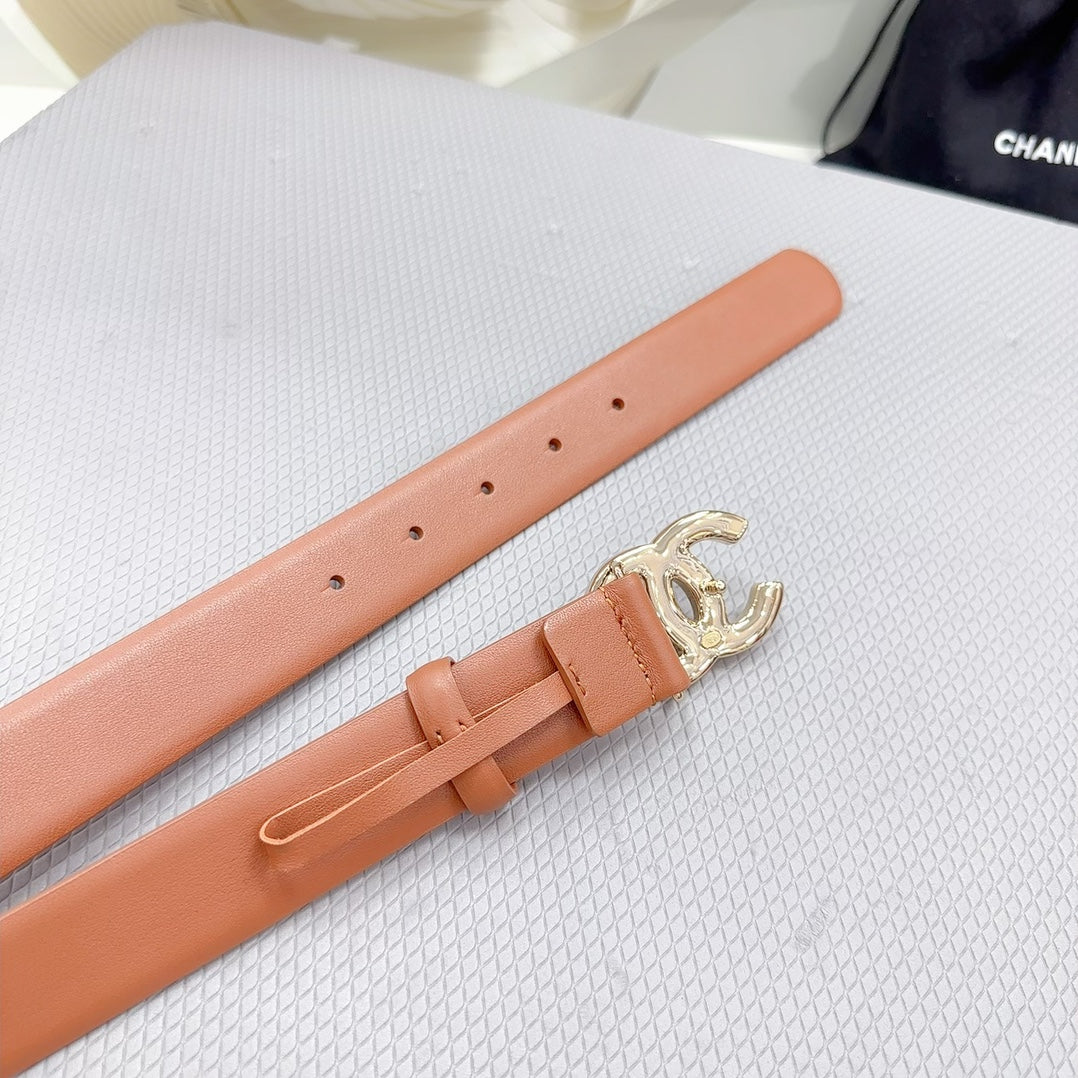CC 30MM BELT IN TIGER ORANGE SHINNY CALFSKIN WHITE LOGO