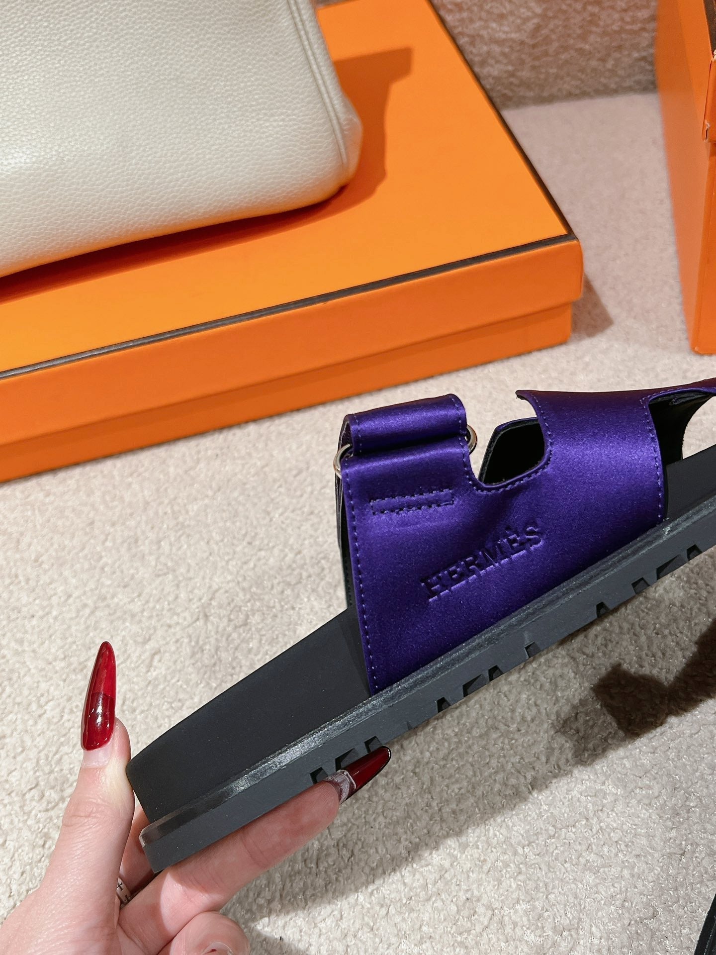 CHYPRE SANDAL BLACK MIX IMPERIAL BLUE CALFSKIN