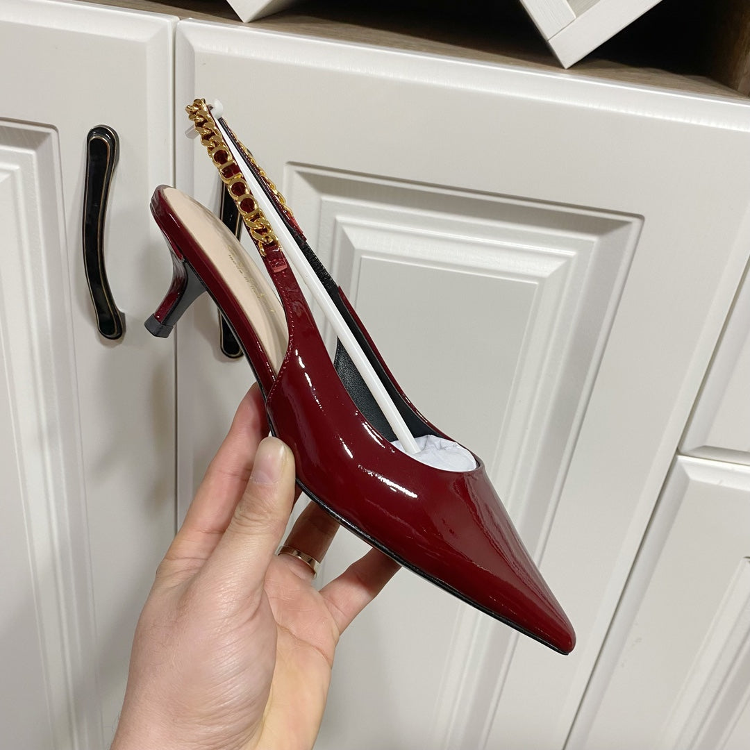 GUCCI 26S SIGNORIA SLINGBACK PUMP 50 MM IN DARK RED GLOSSY CALFSKIN