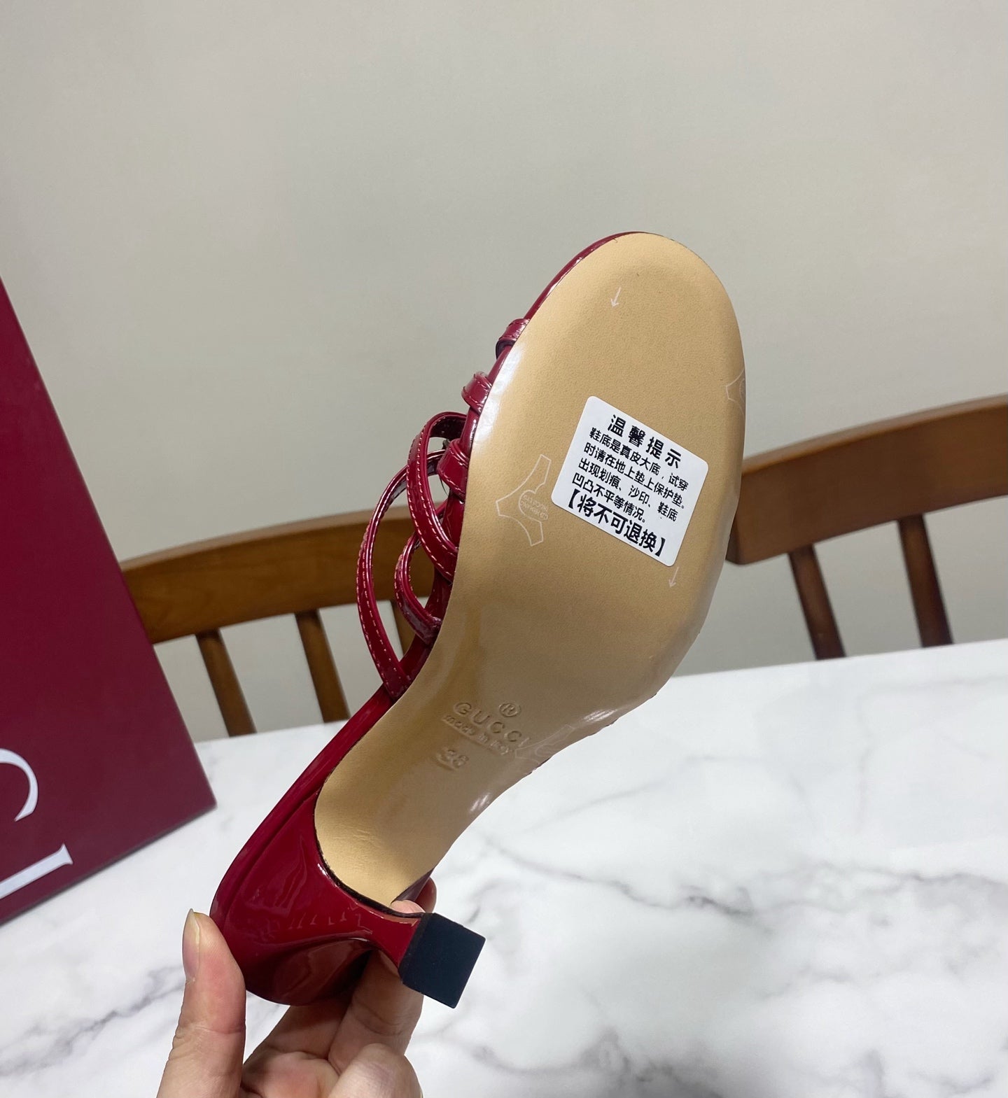 GUCCI 26S HEELED SANDALS 85 MM IN DARK RED CALFSKIN WITH CRYSTAL