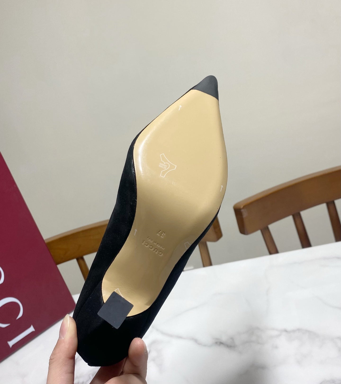 GUCCI 26S HIGH-HEELED SHOES 85 MM IN BLACK SUEDE WITH CRYSTAL