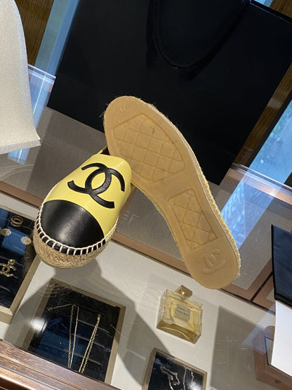 ESPADRILLES YELLOW BLACK LAMBSKIN