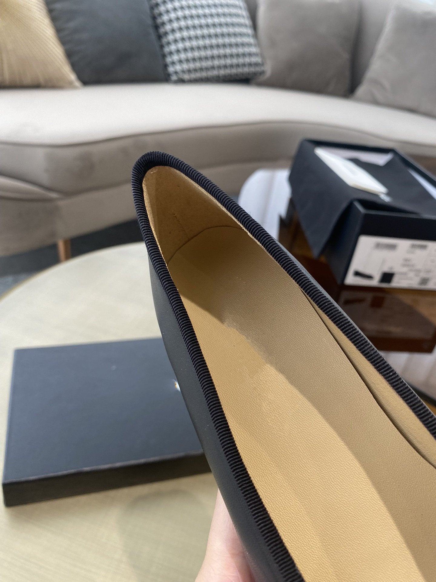 BALLET FLATS BLACK LIGHT GOLD LAMBSKIN