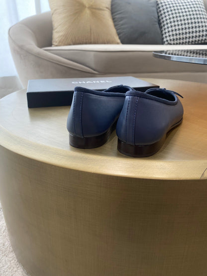 BALLET FLATS DARK BLUE BLACK LAMBSKIN