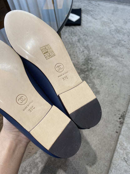 BALLET FLATS DARK BLUE BLACK LAMBSKIN