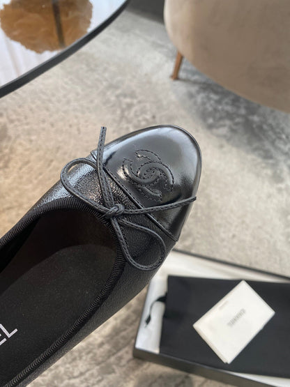 BALLET FLATS ALL BLACK LAMBSKIN