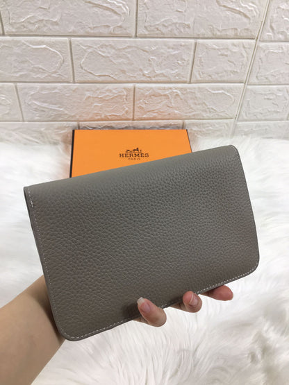 HM DOGON WALLET 20 GRAY GRAINED CALFSKIN