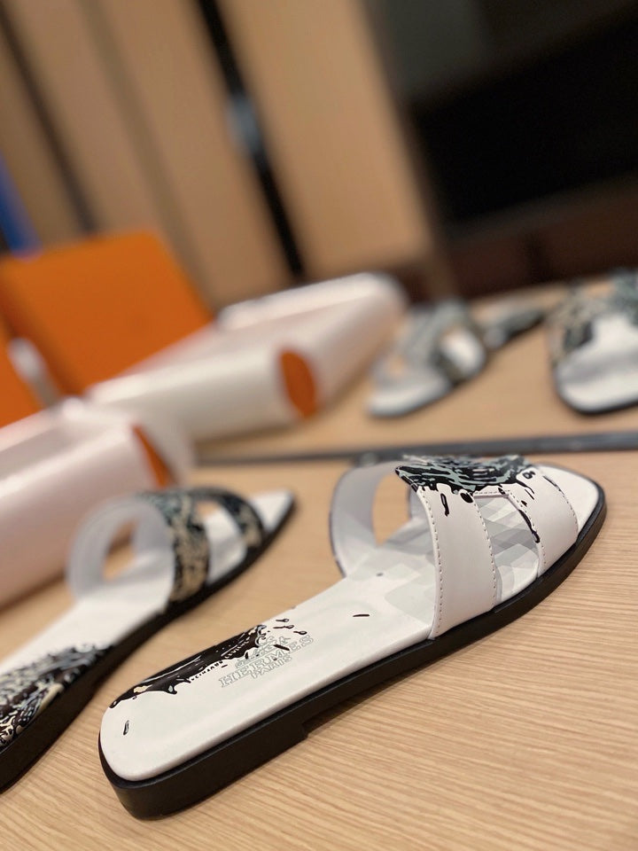 0RAN SANDALS IN WHITE MIX COLORFUL CALFSKIN