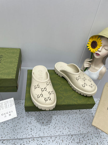 GG PLATFORM PERFORATED G SANDAL CREAM IP FOAM