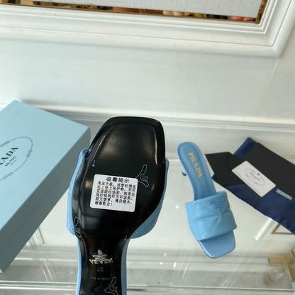 PRA QUILTED HIGH HEELS SANDALS 65 SKY LAMBSKIN