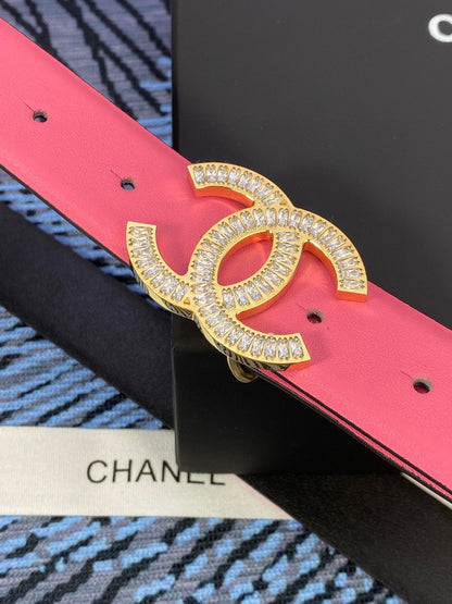 CHANEL 25S BELT 30 MM IN PINK CALFSKIN WITH GOLD HARDWARE 615094