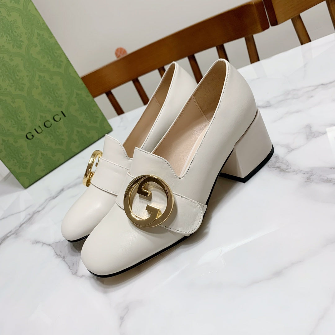 GUCCI 26S BLONDIE HIGH HEELS 55 MM IN WHITE CALFSKIN