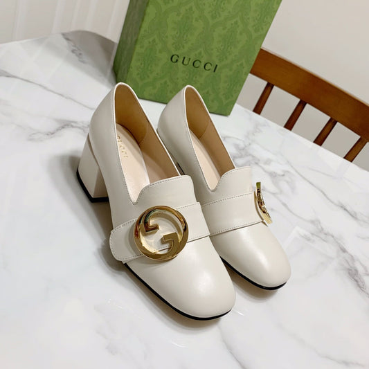 GUCCI 26S BLONDIE HIGH HEELS 55 MM IN WHITE CALFSKIN
