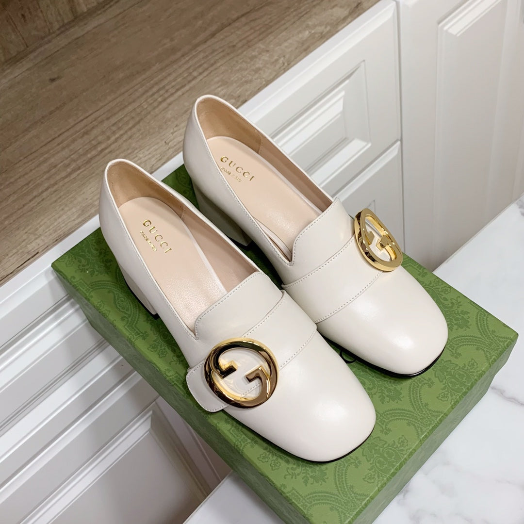 GUCCI 26S BLONDIE HIGH HEELS 55 MM IN WHITE CALFSKIN