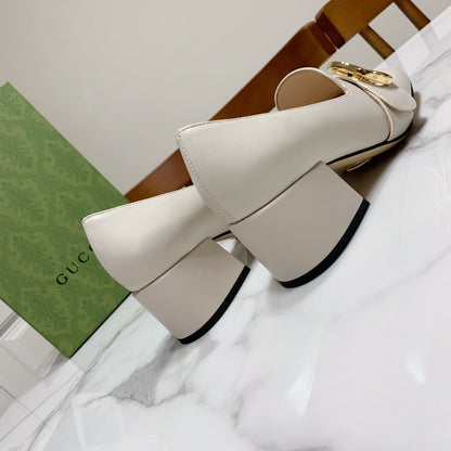 GUCCI 26S BLONDIE HIGH HEELS 55 MM IN WHITE CALFSKIN