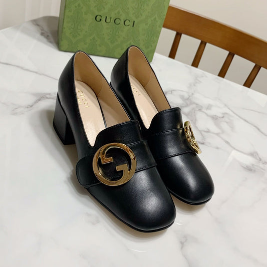 GUCCI 26S BLONDIE HIGH HEELS 55 MM IN BLACK CALFSKIN