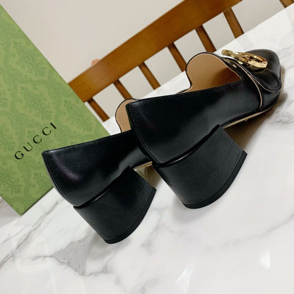 GUCCI 26S BLONDIE HIGH HEELS 55 MM IN BLACK CALFSKIN