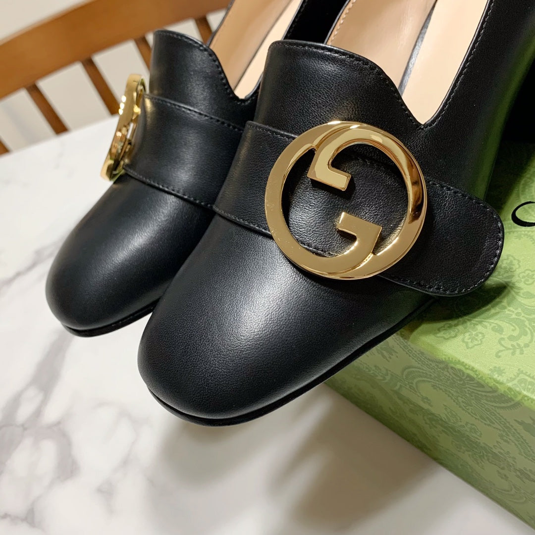 GUCCI 26S BLONDIE HIGH HEELS 55 MM IN BLACK CALFSKIN