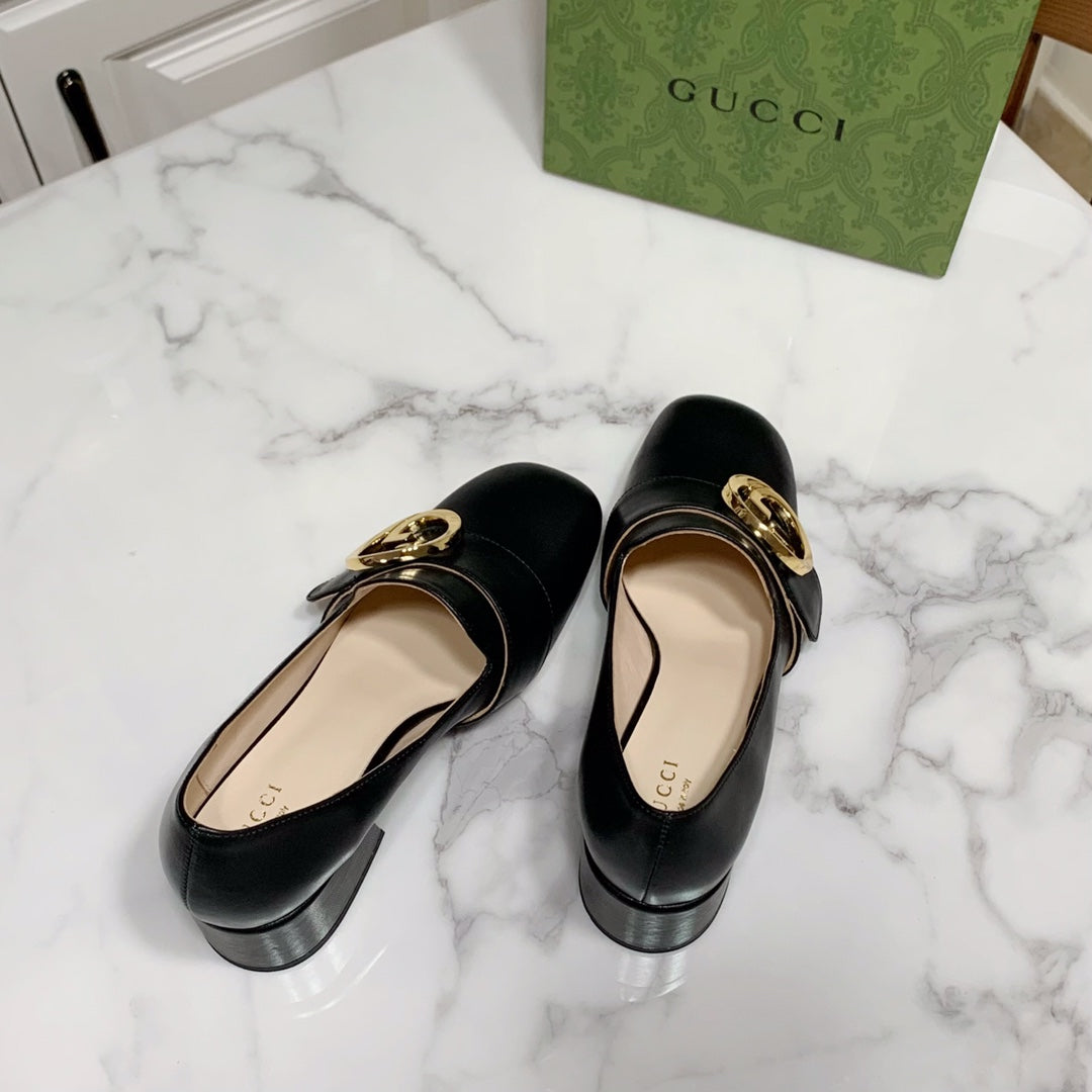 GUCCI 26S BLONDIE HIGH HEELS 55 MM IN BLACK CALFSKIN