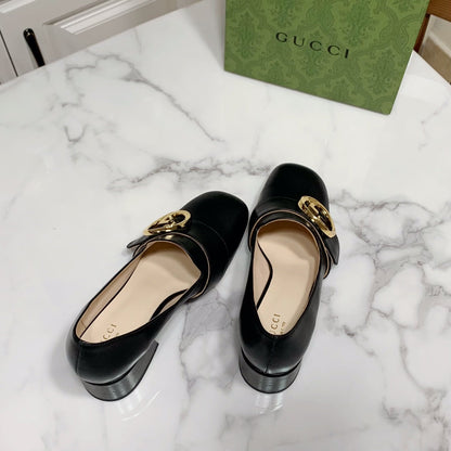 GUCCI 26S BLONDIE HIGH HEELS 55 MM IN BLACK CALFSKIN