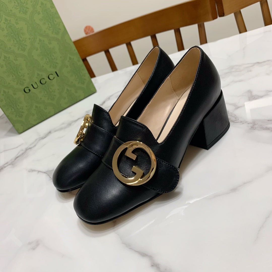 GUCCI 26S BLONDIE HIGH HEELS 55 MM IN BLACK CALFSKIN