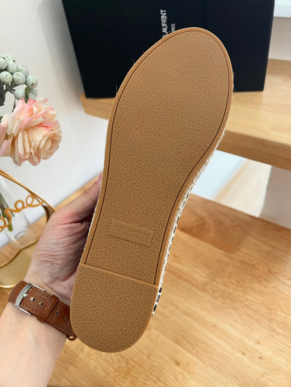 SL YVES LOGO SLIP ON BLACK CALFSKIN AND MESH