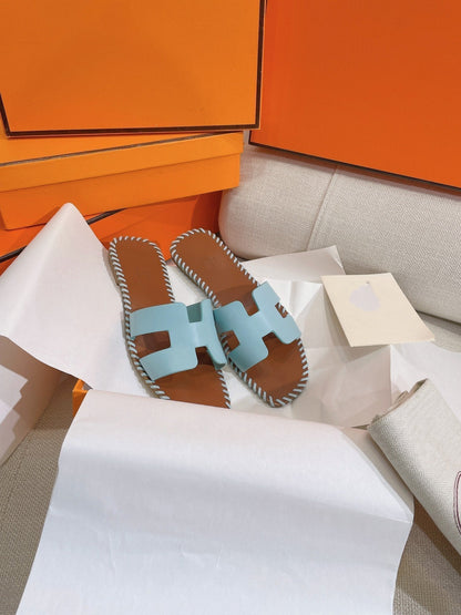 0RAN SANDAL Braided Calfskin BLUE SKY