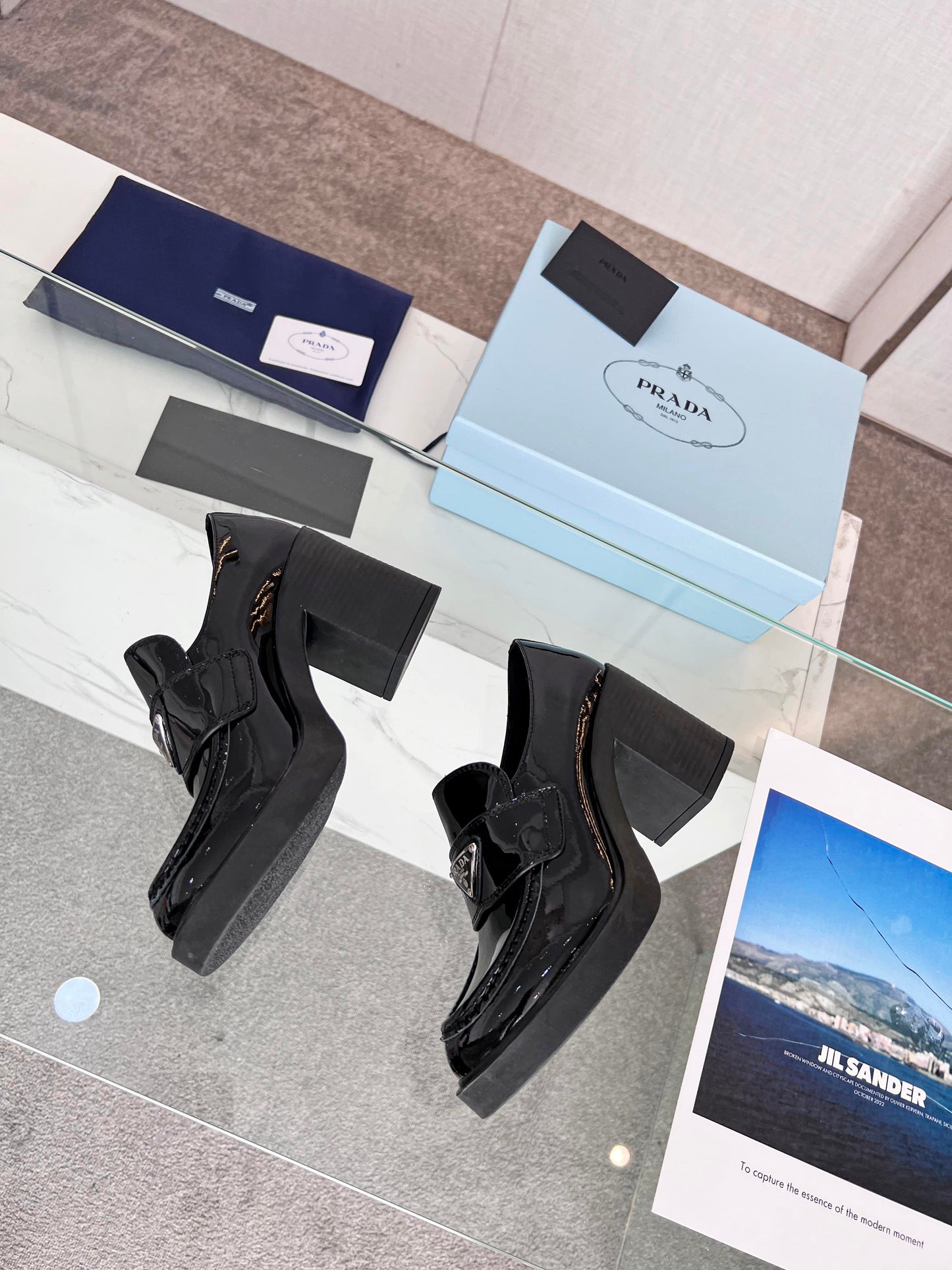 PRA CHOCOLATE BRUSHED LEATHER LOAFERS BLACK